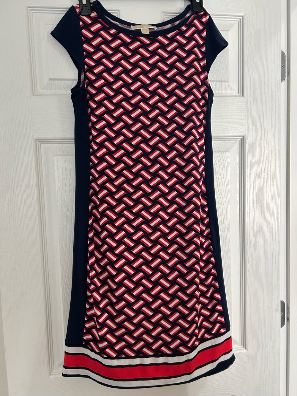 Michael Kors Navy, Red and White Geometric Shift